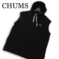 美品★ CHUMS チャムス 通年★ プルオーバー スウェット ロゴ刺繍 パーカー ベスト Sz.L メンズ 黒 アウトブラック ドアのサムネイル