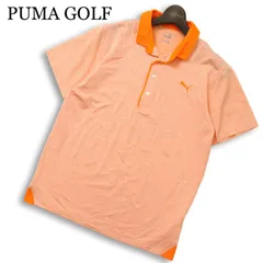 PUMA GOLF プーマ ゴルフ 春夏 ロゴ刺繡★ 半袖 ストレッチ メランジ ボーダー ゴルフ ポロシャツ Sz.M メンズ オレンジ