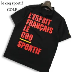 le coq sportif GOLF ルコック スポルティフ ゴルフ 春夏★ 半袖 ハーフジップ ロゴプリント ポロシャツ Sz.M メンズ 黒