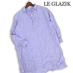 LE GLAZIK ルグラジック 春夏★ 麻100% フランダース リネン 長袖 ロゴ刺繍 シャツ チュニック Sz.36 レディース 日本製のサムネイル
