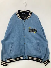 Mark Gonzales マークゴンザレス スタジャン L ブルー デニム コットン ブランドロゴ 刺繍 ライン柄 フードなし