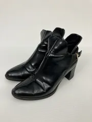 ZARA TRAFALUC ザラトラファルック ブーツ 36 ブラック 合成皮革/人工皮革 無地 ポインテッドトゥ ショート ブーティ ジップアップ 太ヒール プレーントゥ