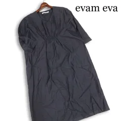 evam eva エヴァムエヴァ 春夏 キュプラ&シルク♪ 7分袖 ギャザー ワンピース Sz.1　レディース グレー 日本製のサムネイル