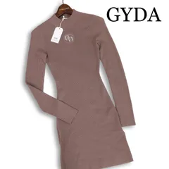 【新品 未使用】 GYDA ジェイダ 通年 ロゴ プレート♪ 長袖 GG MOLD リブ ニット ワンピース Sz.F　レディースのサムネイル