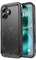 ★SPORTLINK iPhone 16 用 防水ケース - iPhone 16 用 ケース 完全防水 - IP68規格防水等級 防雪 防塵 耐衝撃 360°全面保護 ワイヤレス充電 フェイスID 認証対応 カメラ調整ボタン 操作便利 超薄型  (ブラック）