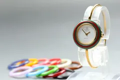 GUCCI チェンジベゼル 1100-L 12色 レディース ゴールド バングル 稼働品