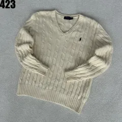 ポロ ラルフローレン アイボリー ケーブル ニット Vネック