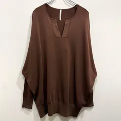 Dignite collier キーネック ニットセーター プルオーバー  ブラウン ワイドシルエット【送料込み】のサムネイル