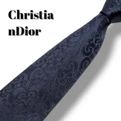 Christian Dior クリスチャンディオール ネクタイ ジャガード 光沢 総柄 ネイビー メンズ