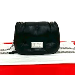 極 美品 袋付き MAISON MARGIELA メゾンマルジェラ グラムスラム レザー 本革 チェーン ミニ ショルダーバッグ ポシェット ブラック 19250