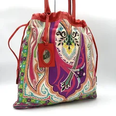 エトロ ETRO 巾着 トートバッグ ペイズリー マルチカラー A4可 レザー 総柄のサムネイル