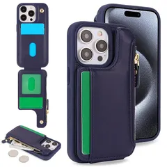 【新品】 for iPhone 15 Pro ケース アイホン 15pro 背面フリップ 上下開 手帳型 携帯カバー for iphone15 Pro Case SunYoo カード収納 ファスナー ストラップ付きケース カード収納 縦置き 横置き スタン 0