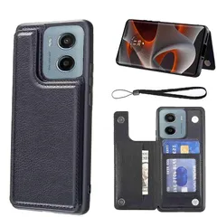 【新品】 【Aqier】For 互換性 Moto G05 / E15 適用 背面手帳型 軽い薄い 純色 レザーケース（ブラック） モトローラ モトg05 ケースカード入れ 片手操作 バック?カバー モトe15 黒