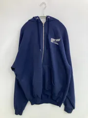 Champion チャンピオン パーカー XL ネイビー スウェット 裏起毛 前面プリント ブランドロゴ ジップアップ 長袖