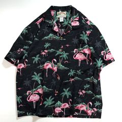【名作】RUDE GALLERY アロハシャツ黒 フラミンゴ サイズ4 レーヨン 名作】RUDE GALLERY アロハシャツ黒 フラミンゴ サイズ4 レーヨン