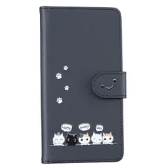 【新品】 case for AQUOS R7 SH-52C A202SHカバー アクオス R7ケース手帳型 可愛い猫 (KKGO) カードポケット付き 財布型 横置きスタンド機能付き マグネット式 全面保護 (A3-ブラック, に適用するAQUOS R7（SH