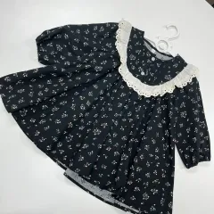 100 日本 ヴィンテージ キッズ ブラック フラワー ONE PIECE