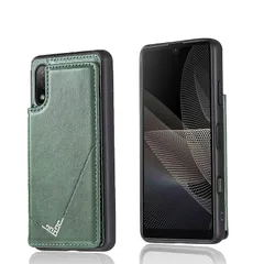 【新品】 【Geshh】Xperia Ace III/SO-53C/SOG08/Y!mobile A203SO レザーケース(ダルグリーン)耐衝撃耐衝撃 財布型カバー カード収納 横置きスタンド機能 開閉式 ストラップ付き 薄型レザーケース 対応 ソニー エク