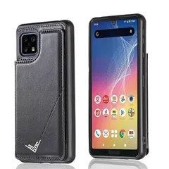 【新品】 【Geshh】AQUOS sense6s/SH-54B SH-RM19 SH-M19/SHG05 SHG07 レザーケース（ブラック）耐衝撃 財布型カバー カード収納 横置きスタンド機能 開閉式 ストラップ付き 薄型レザーケース 対応 シャープ アク