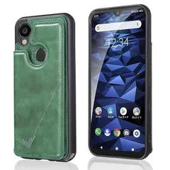 【新品】 【Geshh】京セラ Digno SX3/ KYG02 レザーケース(ダルグリーン)耐衝撃 財布型カバー カード収納 横置きスタンド機能 開閉式 ストラップ付き 薄型レザーケース 対応 京セラ ディグノsx3 kyg02 京セラ ディグノ sx3 G