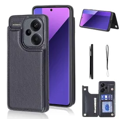 【新品】 【Geshh】 Redmi Note 13 Pro+ 5G 対応 財布型ケース カード収納 左右開 薄型軽量 耐久性 カバー（ブラック）背面ケース スタンド機能 手触りが良い 上質 スキミング防止 手帳型ケース 適用 シャオミ 13 Pro+ 5G 