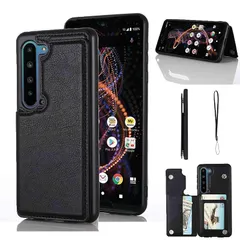 【新品】 【Geshh】R5G/SH-51A/SHG01/908SH 対応 財布型ケース カード収納 左右開 薄型軽量 耐久性 カバー（ブラック）背面ケース スタンド機能 手帳型ケース 適用 シャープ アクオスr5g sh51a ソフトバンク908sh シャー