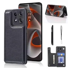 【新品】 Geshh Moto Edge 50 Pro 対応 財布型ケース カード収納 左右開 薄型軽量 スタンド機能 スキミング防止 手帳型ケース ブラック