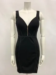 1454 ROBE de FLEURS  Glossy ローブドフルールグロッシー キャバクラ ドレス ミニ タグ付きタイト フロントジップ シンプル 伸縮性 キャバドレス M