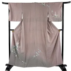 【美品】 訪問着 身丈159.5cm 裄丈65cm M 袷 草花 ぼかし 薄小豆 正絹 秀品 【中古】のサムネイル