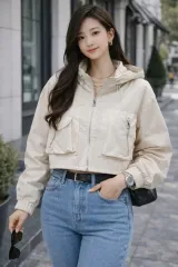 A級/77 88 アイボリー クロップド 季節の変わり目 ジャケット