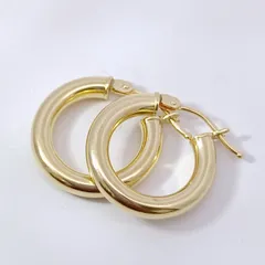 18金 K18 イタリー フープピアス レディース 0.96g Z923