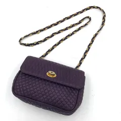 BALLY バリー キルティング チェーンショルダーバッグ レザー パープル 紫