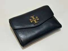 TORY BURCH トリーバーチ 三つ折り ネイビーブラック レザー ウォレット 財布のサムネイル