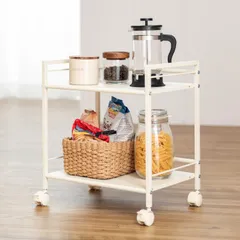 【人気商品】キャスター付 カラーボックスサイズで使いやすく鉄製パンチングがお手入れ簡単 2段 アイボリー キッチンワゴン GC-P46IV キッチンラック 幅43×奥行29.5×高さ47cm ドウシシャのサムネイル