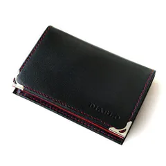 ☆新品☆[ディアブロ] 名刺入れ メンズ 馬革×牛革 ビジネス カードケース 【KA-1043】 (ブラック×レッド) 3d8745b1