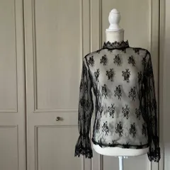 / カワイイ cawaii ブラウス 刺繍 シャツ　レース　ハイネック 花柄 ブラウス シャツ トップス　レディース　blouse　shirt　Tops　ladies　長袖　lace