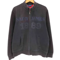 セントジェームス SAINT JAMES フロントロゴ刺繍 1889 裏地フリース スウェット地 ジップアップジャケット メンズ EUR：46 