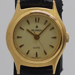 良品 箱付 稼働 クリスタルカーター FELIX 2 QZ ゴールド文字盤 金時計