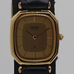 美品 稼働 グッチ 9040L 0057181 QZ デイト ブラック文字盤 レディース