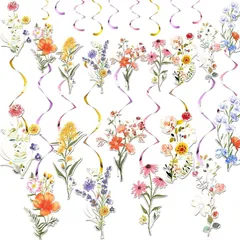 新品 seimeinoki 葉 花 ガーランド 壁飾り 春 夏 飾り付け 紐付き 渦巻き スパイラル装飾 おしゃれ カラフル 明るい 部屋装飾 インテリア飾り 誕生日 文化祭 幼稚園 保育園 店舗 装飾 (スパイラル)