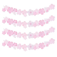 【新品】 seimeinoki 桜 ガーランド 4本入 壁飾り 春 ひな祭り 飾り付け おしゃれ 桜装飾 インテリア飾り 誕生日 入学式 運動会 文化祭 体育祭 店舗 装飾 麻紐付き (スタイルA) 1