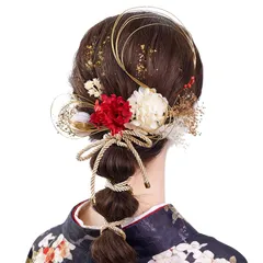 【新品】 ［R-QINYUER］髪飾り 卒業式 成人式 ドライフラワー 水引 金箔 アンティ一クベリ一 かすみ草 アジサイ 和玉 組紐 飾り 花火 浴衣 着物 振袖 袴 ヘッドドレス 前撮リ 結婚式 七五三 ヘアアクセサリー 入学式 豪華 可愛い 和装小物 1