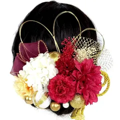 【新品】 [ULITU] 髪飾り 成人式 卒業式 リボン ドライフラワー 造花飾り 水引 紐 ヘアーアクセサリー 紫陽花ダリア かすみ草 金箔 人気 和服 着物 振袖 袴 花 浴衣 成人式 七五三 結納 入学式 結婚式 発表会 1