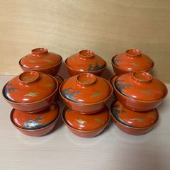 朱塗 瑞鳥蒔絵 蓋付き椀揃 5客 美品 】 - メルカリ