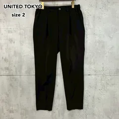 UNITED TOKYO ユナイテッドトウキョウ 2 ブラック 黒 スラックス テーパードパンツ ワークパンツ ボトムス 日本製 MADE IN JAPAN 岩手 IWATE タック センタープレス ウエストゴム ストレッチ カジュアル  ★ ■◇のサムネイル