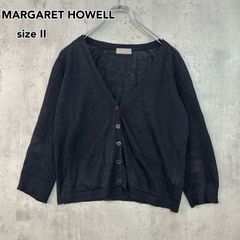 MARGARET HOWELL リネンVネックニットカーディガン 黒 - メルカリ