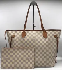 ルイヴィトン ダミエ アズール ネヴァーフル MM トートバッグ ポーチ付き 値段交渉歓迎