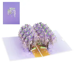 新着商品 siawadeky 藤の花 グリーティングカード 3D バースデーカード メッセージカード パープル 折りたたみ式 立体 ポップアップカード 飛び出す フラワーカード お祝い 誕生日 記念日 母の日 父の日 バレンタイン プレゼント