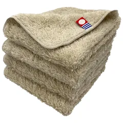 小さくても驚きの吸水。国産手作り仕上げ 今治タオル タオルハンカチ 4枚セット アースカラー ベージュ 約20×20cm 綿100% 吸水 速乾 柔らかい手触り 新品 未使用 まとめ買い