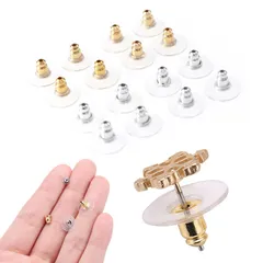 60個（30ペア） 下向き防止 落ちない キャッチ ダブルロックキャッチ ピアス ピアス セット シルバー 18金メッキ キャッチ メンズ レディース 2色 RICISUNG （各15ペア） ゴールド、シルバー